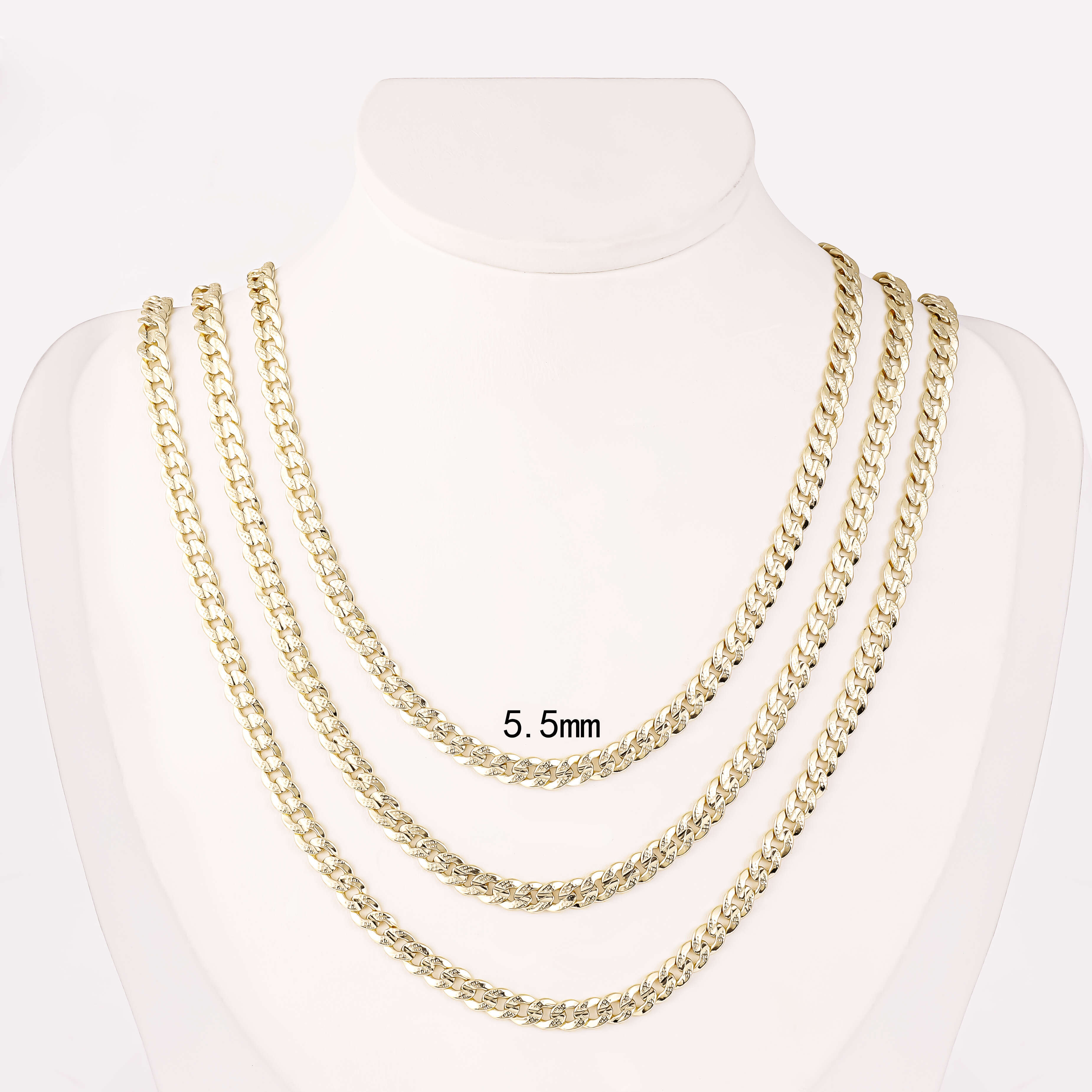 Fashion Jewelry 14K Read Gold Filled Plated Hip Hop Necklace Cadenas Cubana De Oro Franco Miami Diamond Cut Cuban Link Men Chain