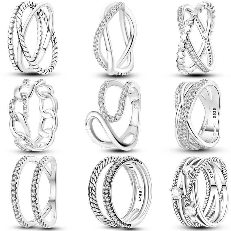 Rings For Women 925 Silver Sparkling Zircon Minimalist Geometric Star X Rings Romantic Wedding Engagement Valentine Jewelry Gift XJ250606