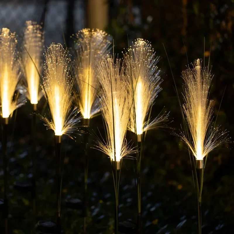 Solar Reed Lights Outdoor Garden Waterproof Fiber Light Garden Lamp Simulation Landscape Lamps for Home Patio Decoration W250607