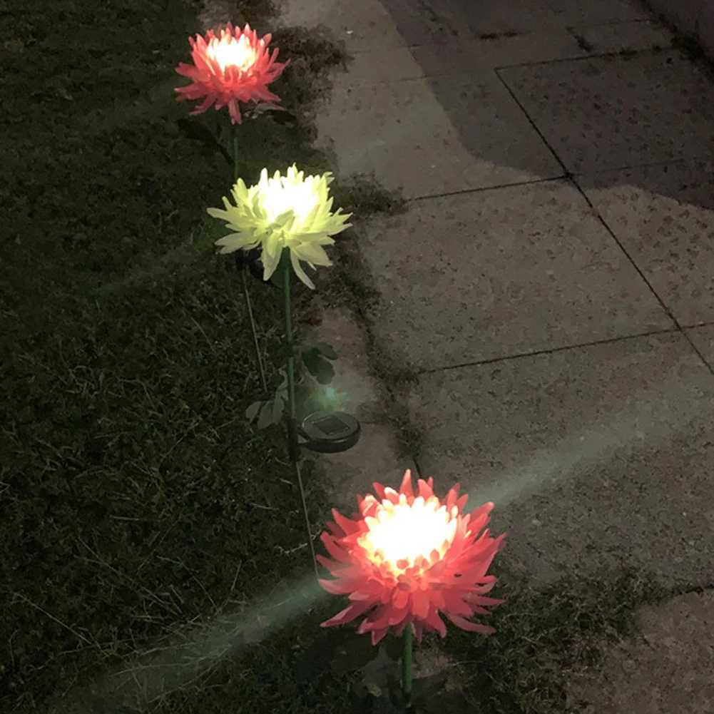 2pcs Chrysanthemum Solar Light LED Lamp Outdoor Garden Simulation Flower Lawn Light Plug-In Garden Land Lamp Light Garden Decor XJ250606