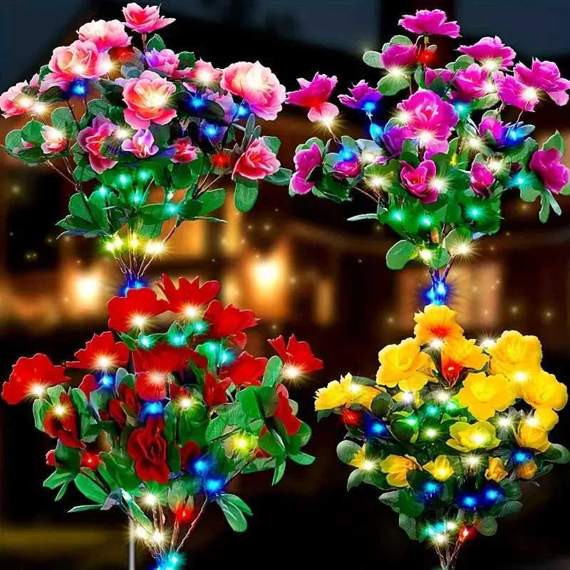 Azalea Lawn Lamp 7 Heads Flower Lantern For Outdoor Lighting Holiday Party Yard Garden Decorative Flowers Solar LED Warm Lights XJ250606