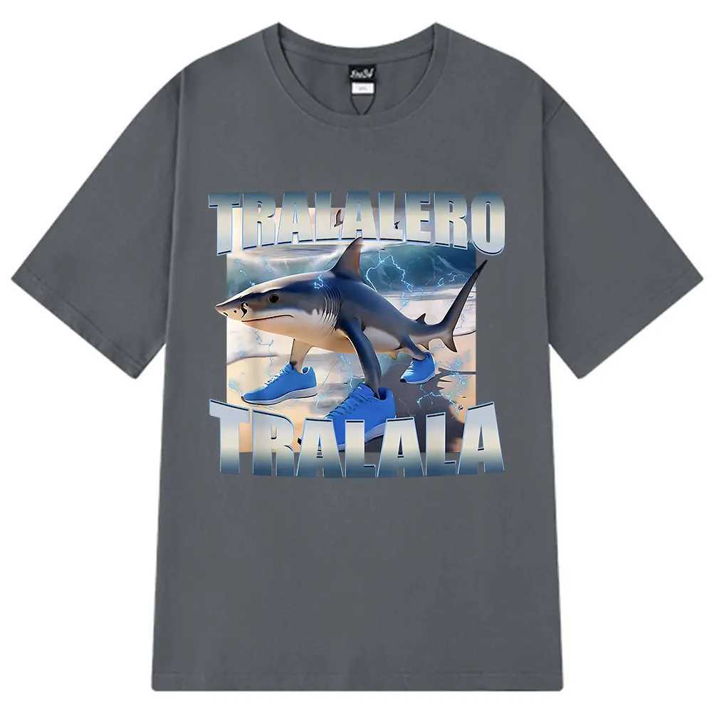 Tralalero Tralala Funny Meme T-shirt Men Women Clothing Fashion Vintage T-shirts Casual Cotton Short Slve T Shirts Tops X250607