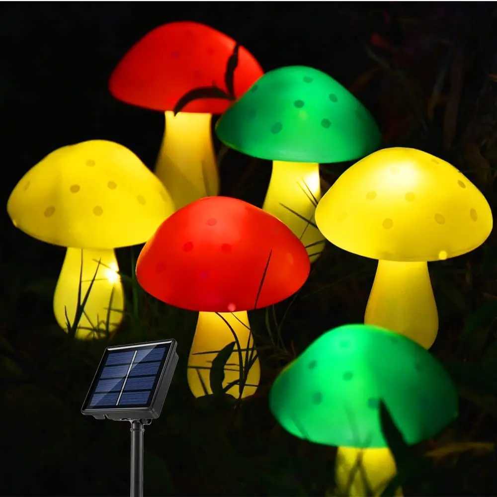 8 Modes Outdoor Solar Pathway Lights Smart Sensor LED Cute Mushroom Lamp Waterproof Patio Yard Backyard Lawn Garden DecorationsXJ250606