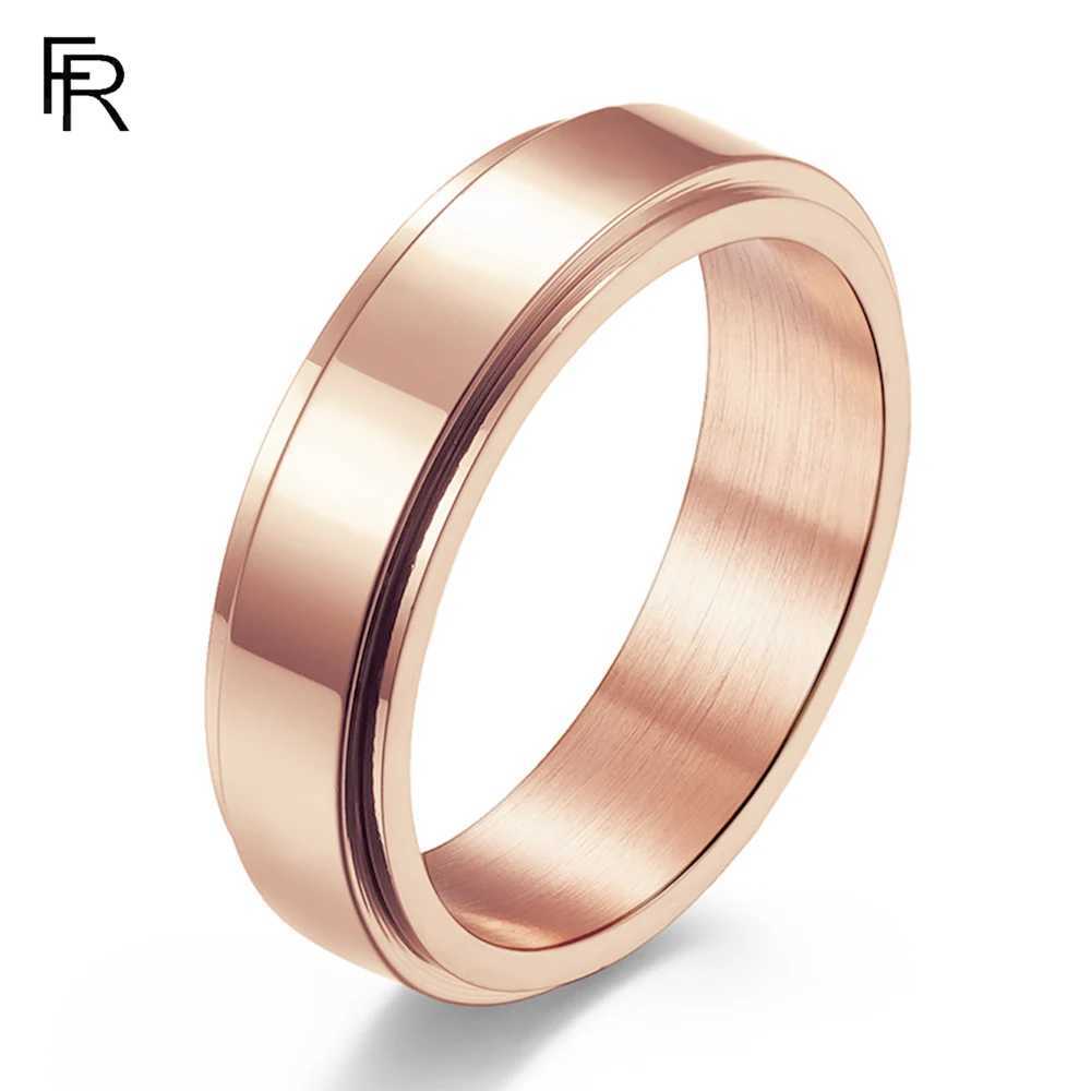 Simple Plain Ring With Engraving Stainless Steel Smooth Rotating Ring Cool Neutral Style Genderless Couple Rings W250606