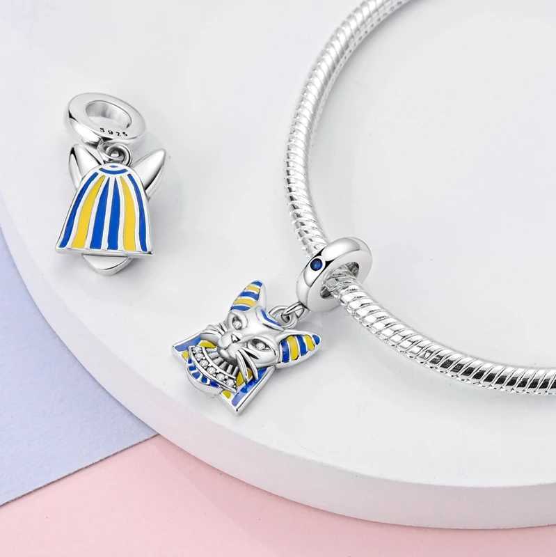 925 Silver Color Pharaoh Pyramid Spider Evil Eye Bastet Charms Beads Fit 925 Original Bracelets Fine DIY Party Jewelry XJ250607