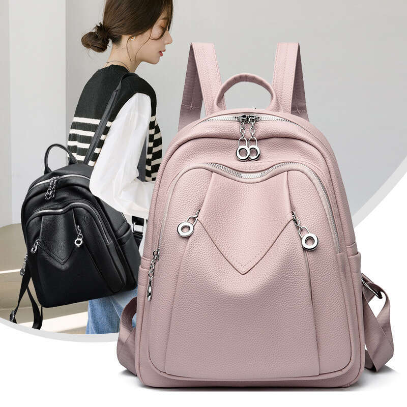 Backpack for Women Large Capacity PU Double Shoulder Candy Color Student School Bag Live Streaming