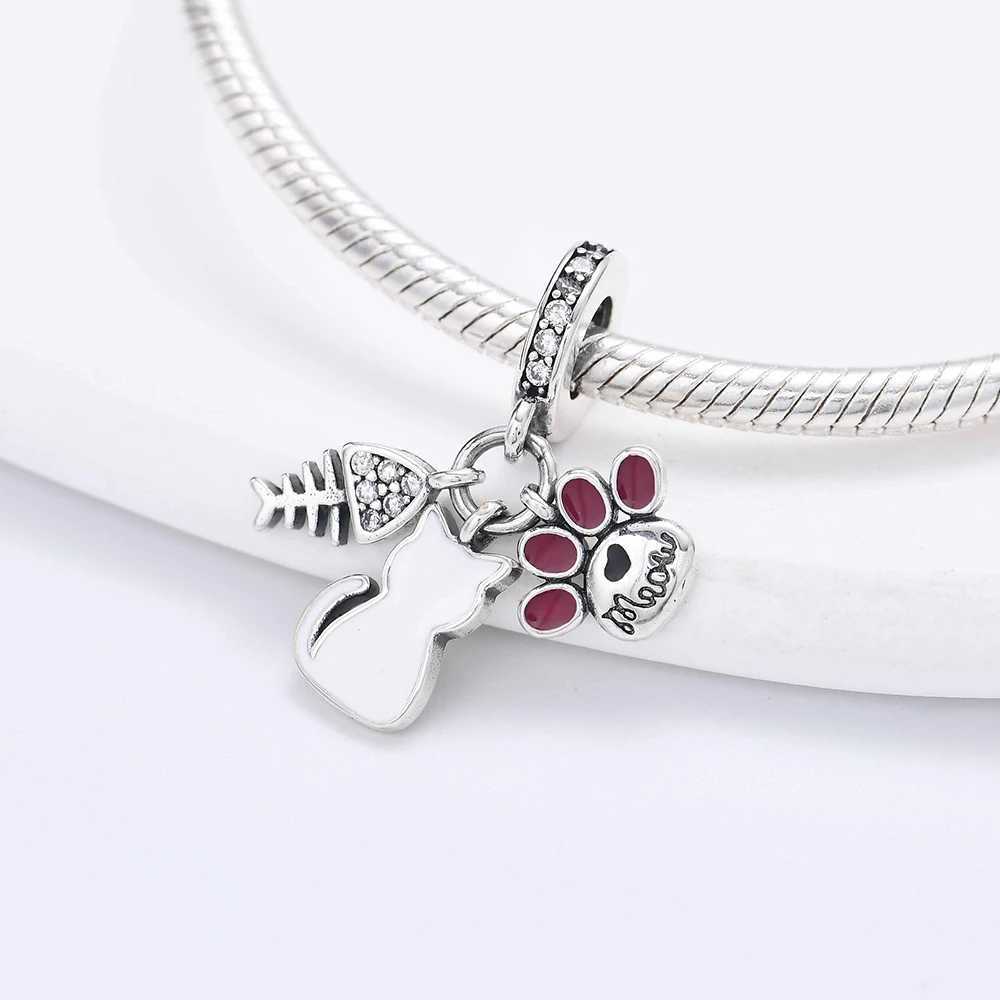 New 925 Silver Plated Cute Animal Kangaroo Cow Dog Pig Whale Cat S Sea Turtle Charm Beads Fit Original DIY Women Jewelry XJ250607