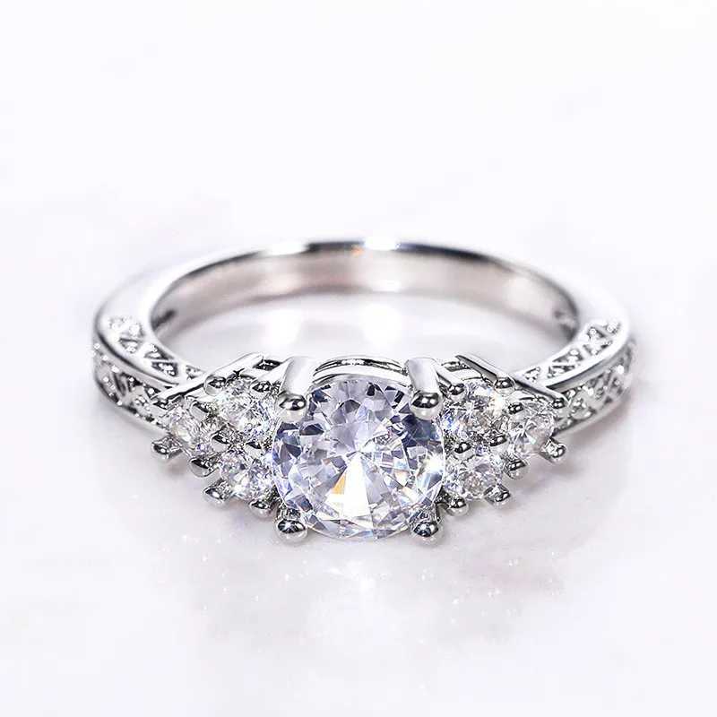 925 Sterling Silver Engagement Rings for Women Band Brilliant Cubic Zirconia Love Gift Luxury Trendy Wedding Jewelry Gifts XJ250606
