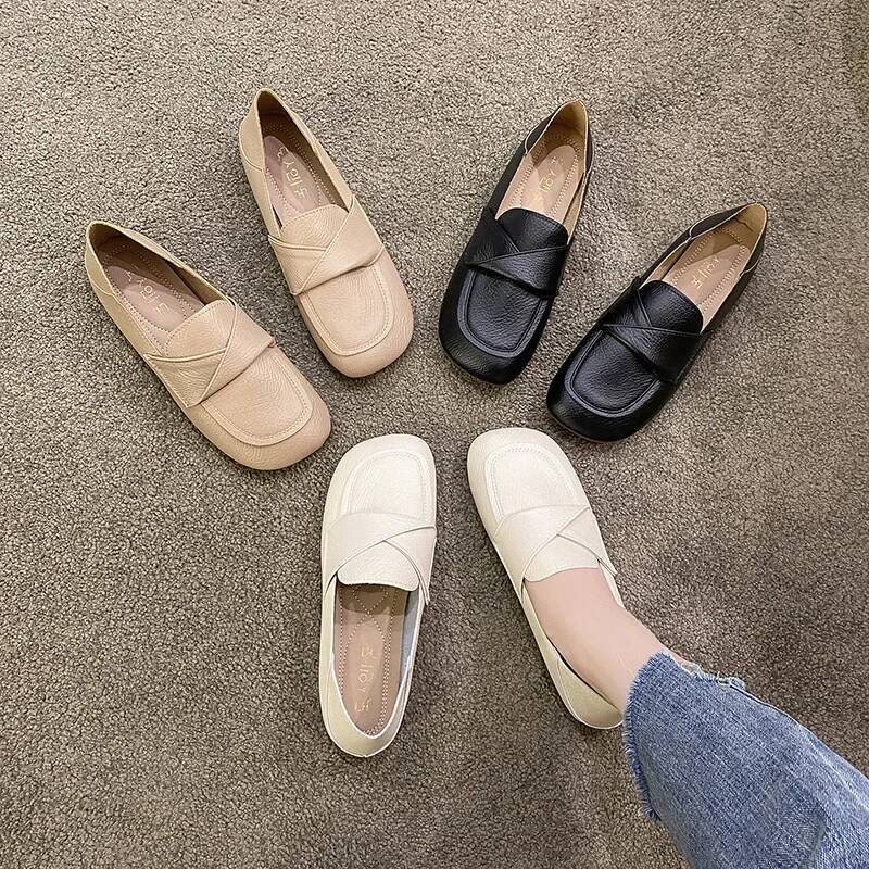 ddmyoutdoor Women S Flat Comfortable Anti Slip Soft Bottom New Square Toe Casual Lightweight Outdoor Commuter Shoes Outdoor Shoes