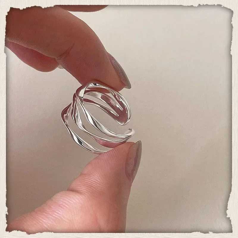 925 Silver Multi-layer Geometric Opening Adjustable Rings for Women Fine Jewelry Minimalist Accessories XJ250606