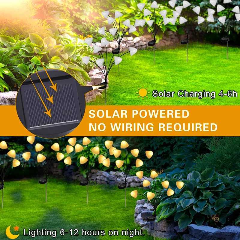 Solar Mushroom Stake Lights Outdoor LED Waterproof Mushroom Pathway Lights Garden Decor Landscape Yard Patio Lawn Solar Lamp XJ250606
