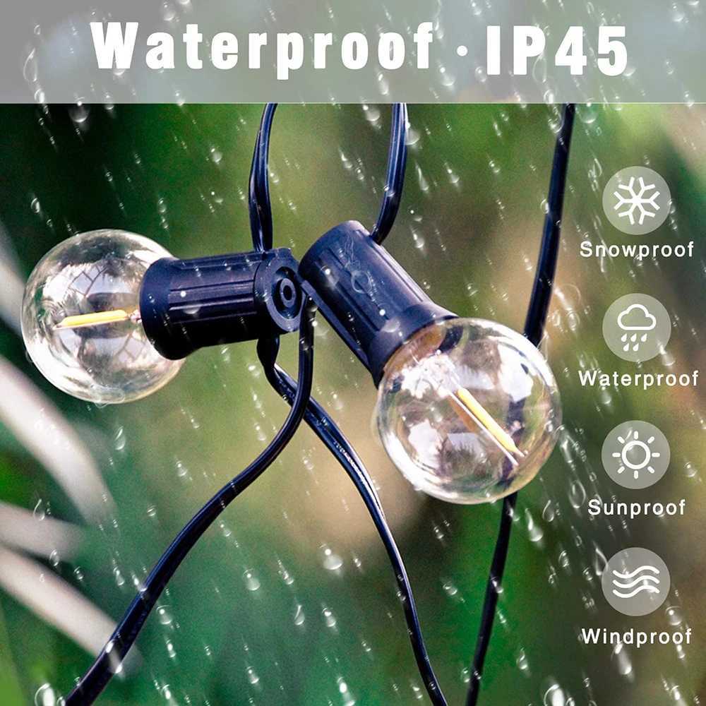 110V/220V Outdoor String Lights LED G40 Festoon Fairy Patio Garland Lamp Wedding Street Camping Garden Party Decoration Lights W250607