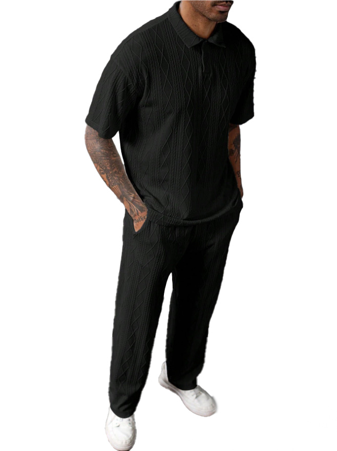 mens summer tracksuits set two-piece tracksuit sport fitness suit two piece outfits set solid t-shirt top slim pants tracksuit sportswear plus size