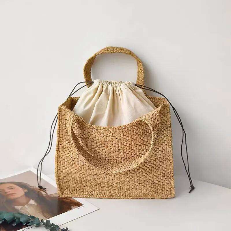 Summer Raffia Straw Women Vacation Woven Beach Shoulder Capacity Simple Handbag Classic Simplicity Designer Tote Bag
