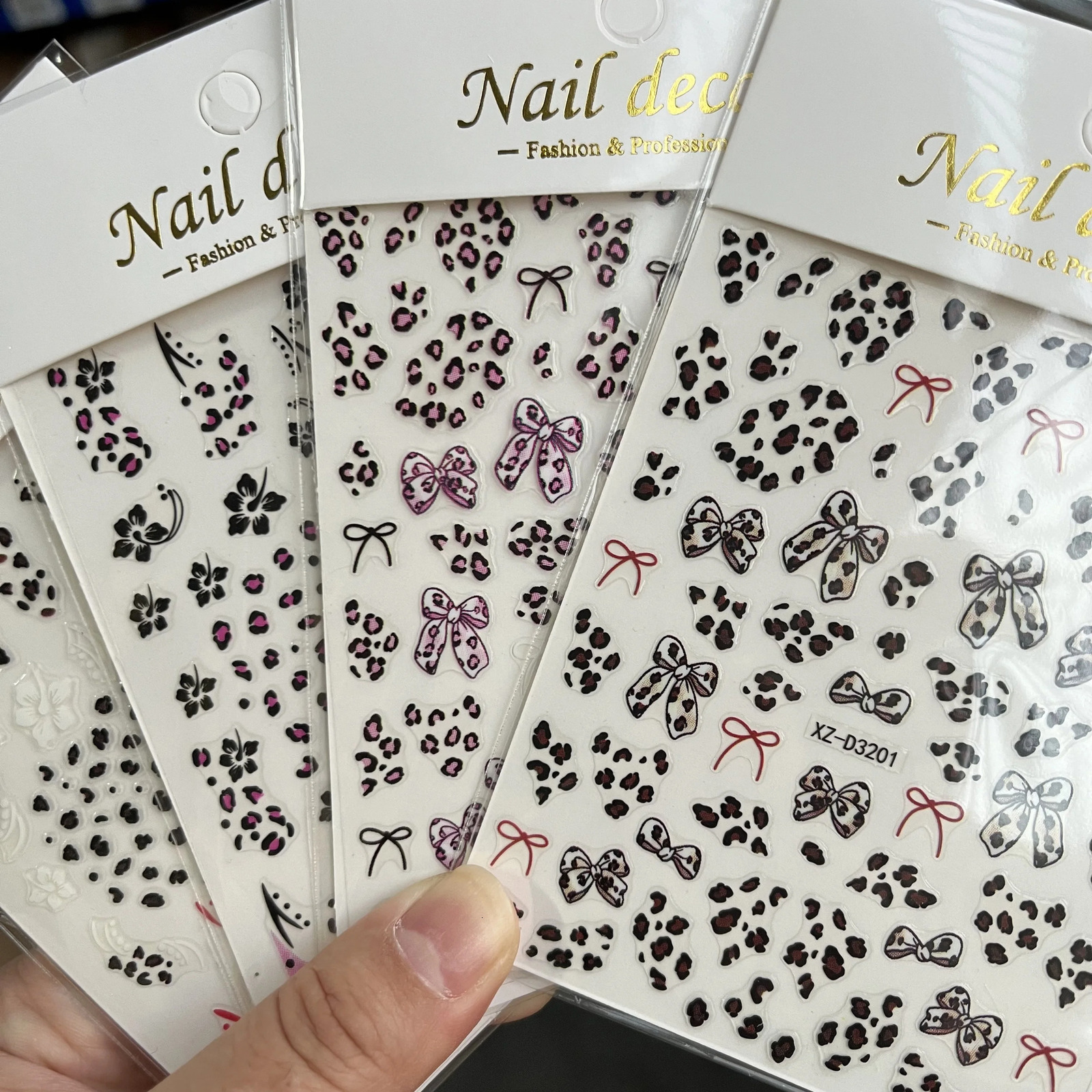 1pcs Colorful Sexy Leopard Print Bowknot Nail Stickers French Simple Pattern Decal DIY Manicure Decor Tips Accessories 250605