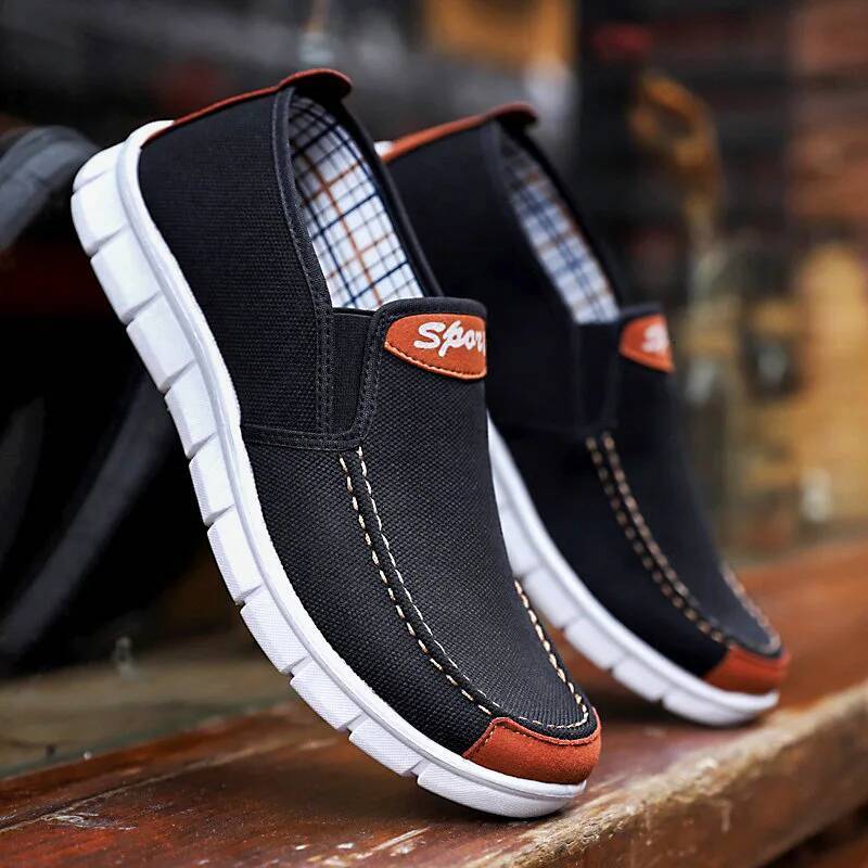 Ddmyoutdoor Shoes New Comfortable Canvas Casual Male Flat Loafers Shoes Men Black Outdoor