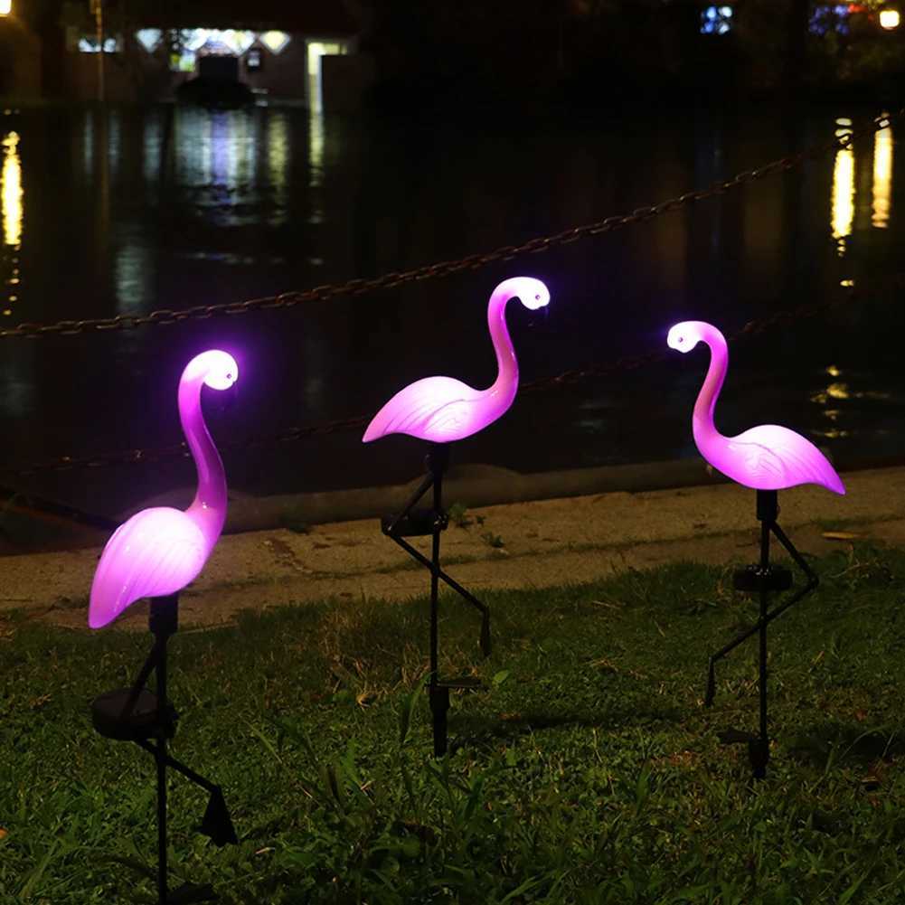 1pc / 2 pcs Flamingo Solar Lawn Lamp Solar Lights Garden Pink Flamingo Solar Yard Lights Solar Led Light for Yard Garden Decor XJ250606