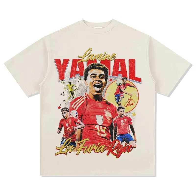 2025 New Spanish Yamal Printed Pure Cotton Short Sleeve T-shirt Summer Fan Sports T-shirt Souvenir Shirts X250607