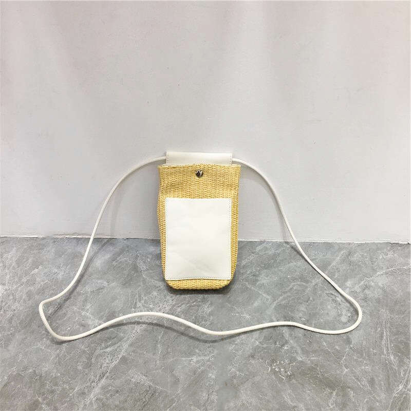 This Season Mobile Phone Simple Casual Summer Patchwork Straw Niche Lightweight Versatile Shoulder Crossbody Small Bag