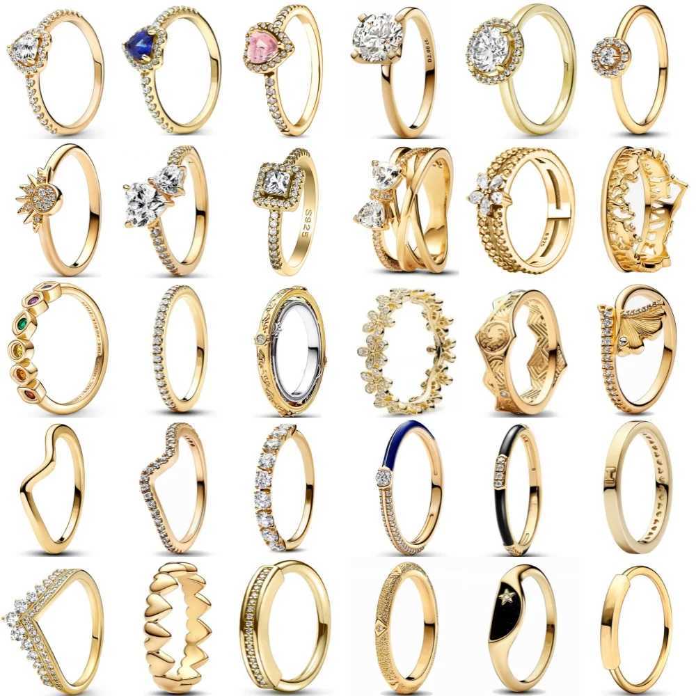 Elegance Ring All Gold Color Fine Hot Selling Heart Bow Sun Heart Stone Rings For Women Jewelry European 925 Sterling Silver XJ250606