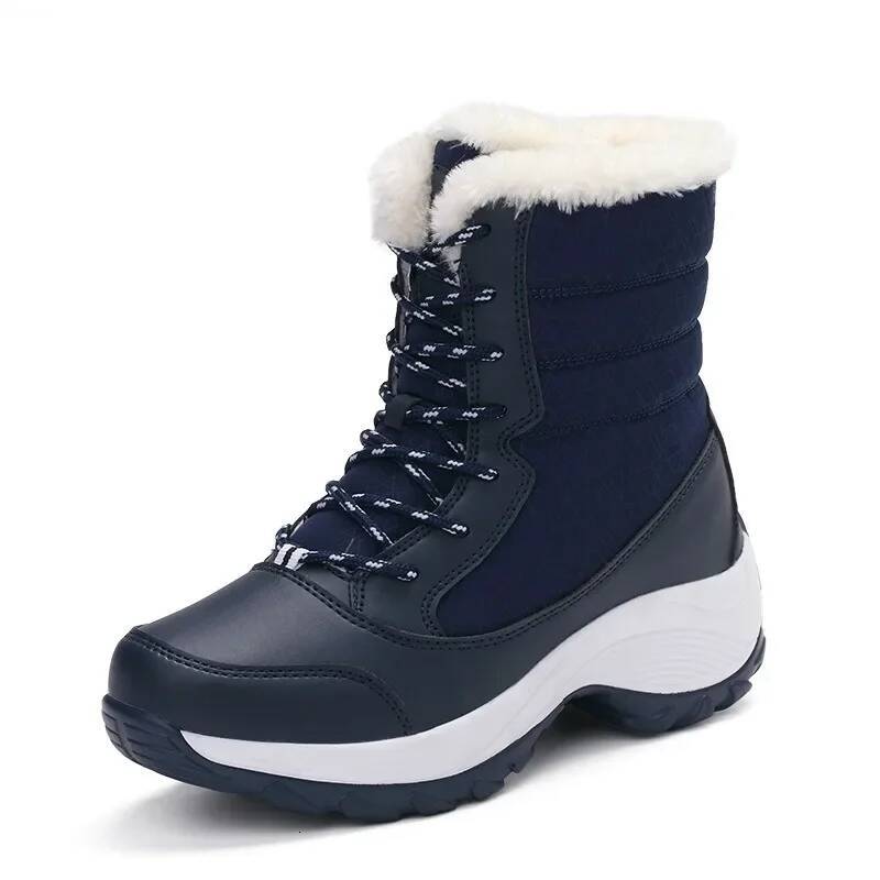 Ddmyoutdoor Winter High Top Women S Student Lace Up Midsole Thick Sole Anti Slip Cotton Warm Comfort Fashion Snow Boots Outdoor Shoes