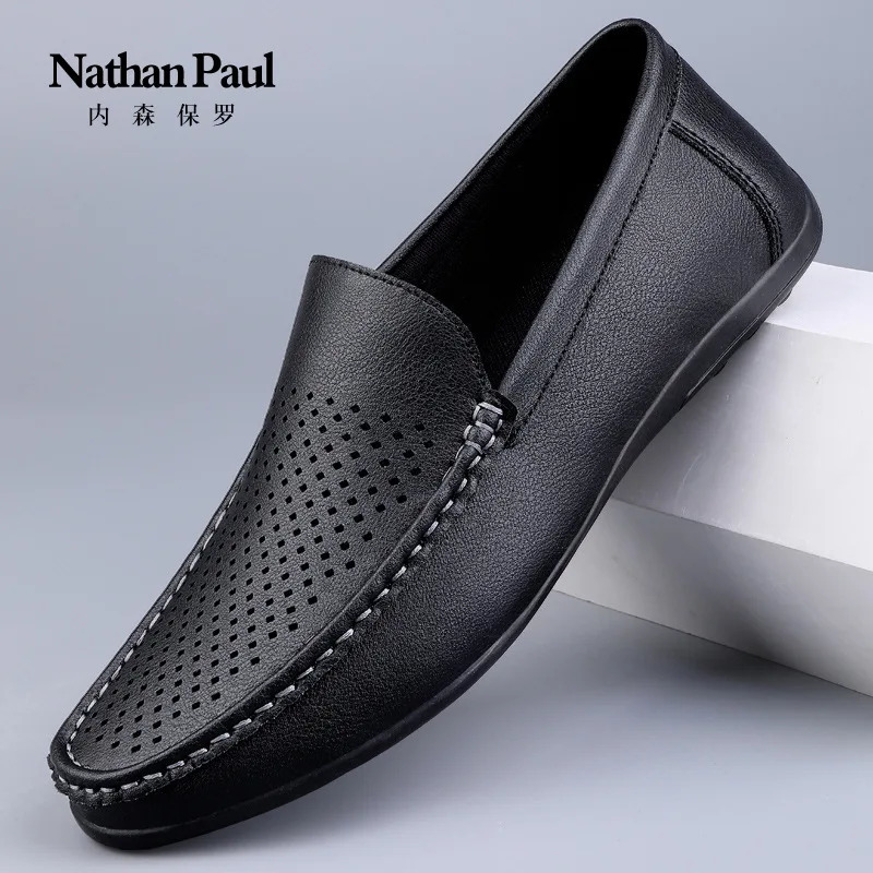 Mens shoes large size microfiber hollow loafers summer fashion trend casual mens shoes classic mens leather shoes 250605