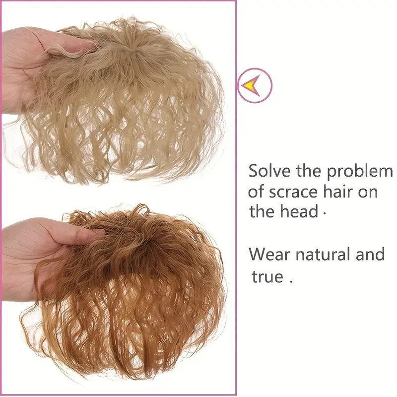 3D Bangs Invisible Seamless Head Hair Water Ripple Hair Wispy Bangs Head Overhead Natural Invisible Replacement Cover Gray Hair 250529