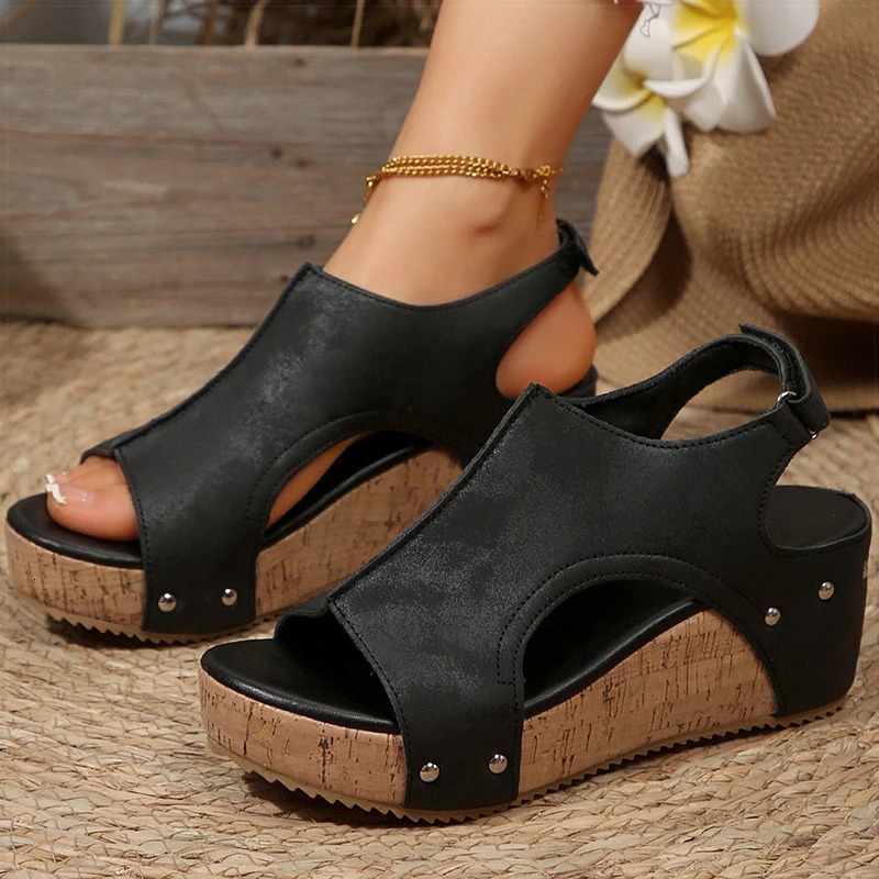 Womens Sandals High Heels Sandals With Wedges Shoes Woman Platform Sandals Summer Peep Toe Heeled Slippers Sandalias De Mujer 250605