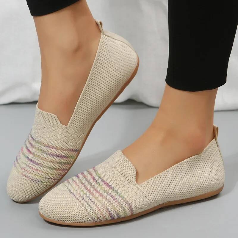 ddmyoutdoor Flat Breathable Knitted Sneakers Women Spring Comfort Soft Sole Casual Woman Plus Size Slip On Walking Shoes Outdoor Outdoor Shoes
