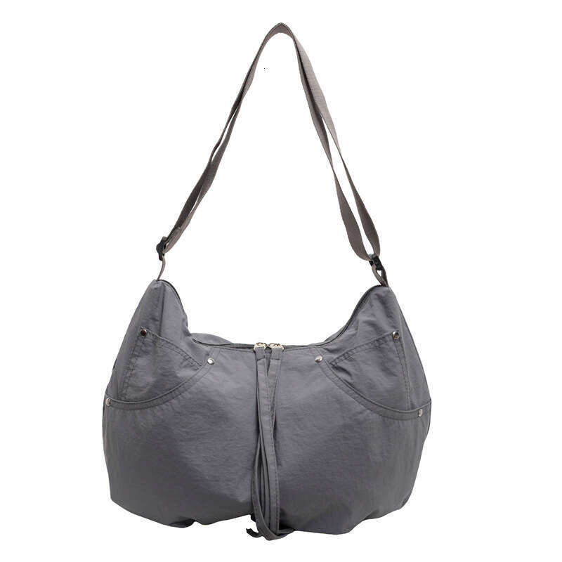 Minimalist Casual Cloth for Women, Large Capacity, Solid Color, Versatile, Lightweight Crossbody Bag, Fashionable Pleated Korean Style Shoulder Bag