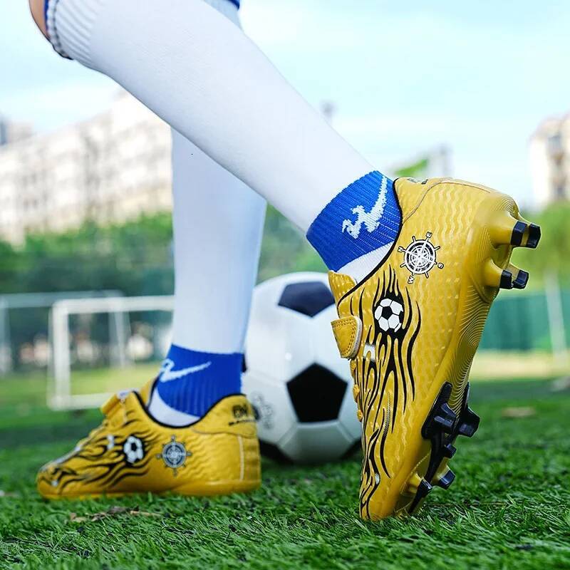 Ddmyoutdoor Outdoor Golden Children S Training AG TF Soccer Cleats Kids Boys Quality Football Boots For Futsal Shoes Outdoor Shoes