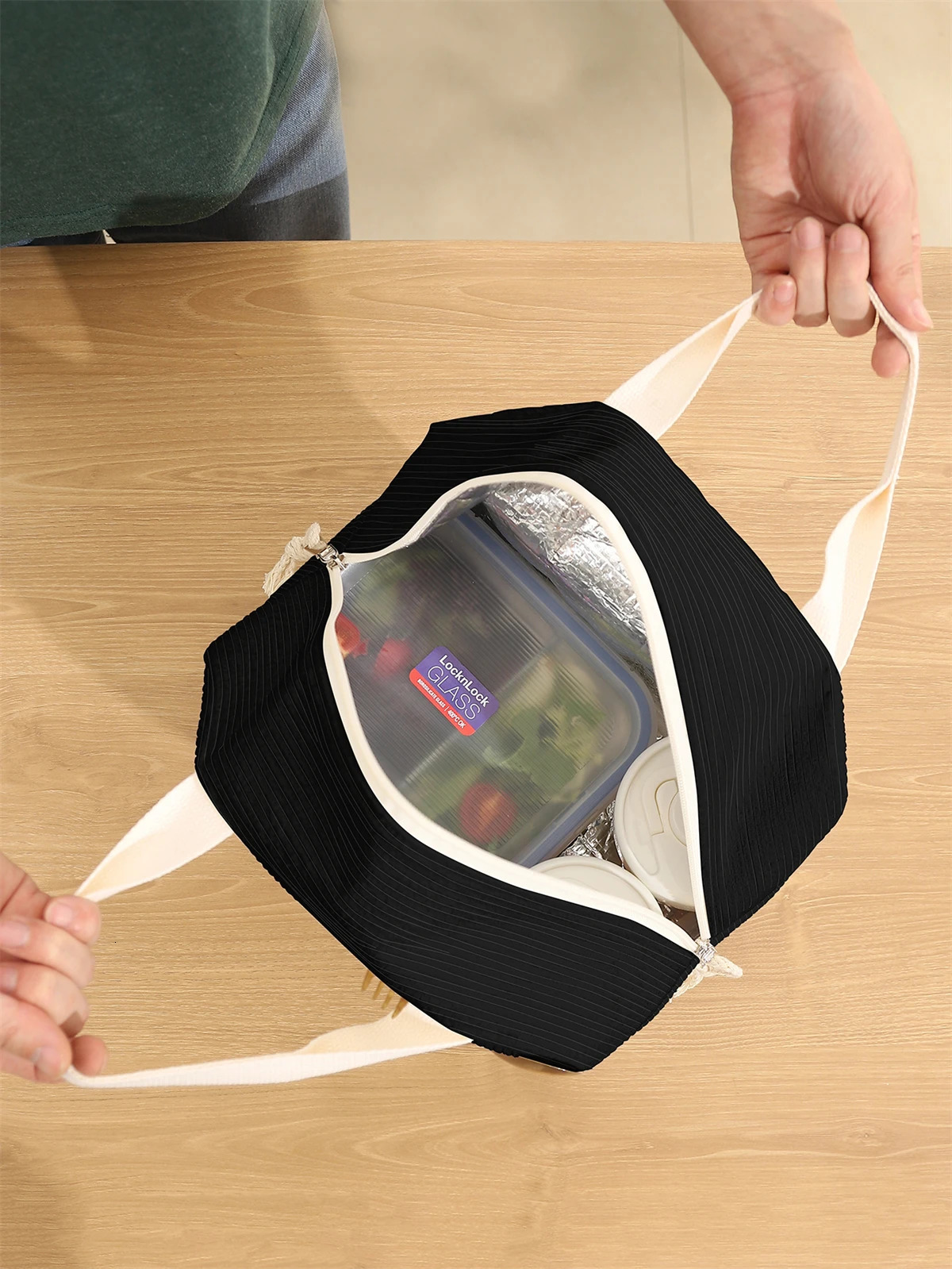 1pc- insulated lunch box bag thickened student portable lunch bag 250606