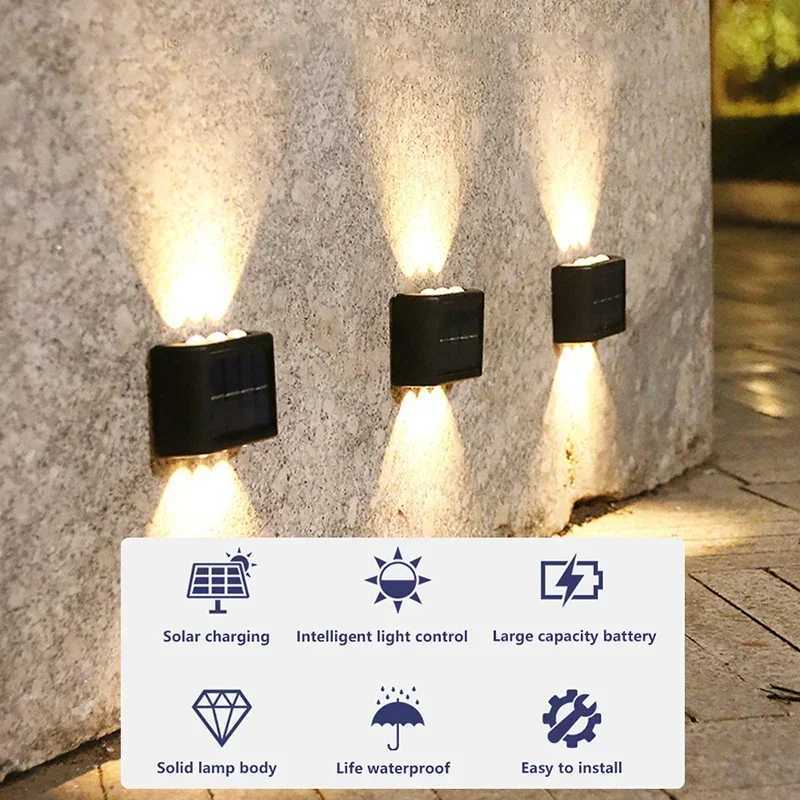 Solar Wall Lamp Outdoor Waterproof Solar Powered Light UP and Down Illuminate Home Garden Yard Decoration Outside Sunlights XJ250606