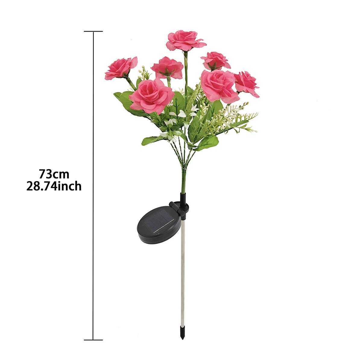 Rose Flower Lawn Lamp 7 Heads Outdoor Trendy Fashion Ambience Solar LED Warm Light For Yard Patio Garden Holiday Party Lantern XJ250606