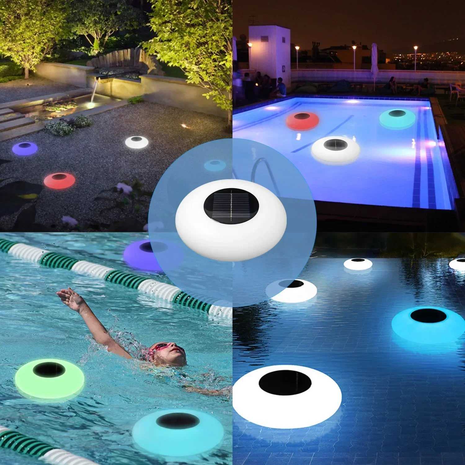 Pool Lights Outdoor Waterproof Lawn Lights Colorful LED Water Surface Floating Light Large and Small Solar Water Floating Lights W250607