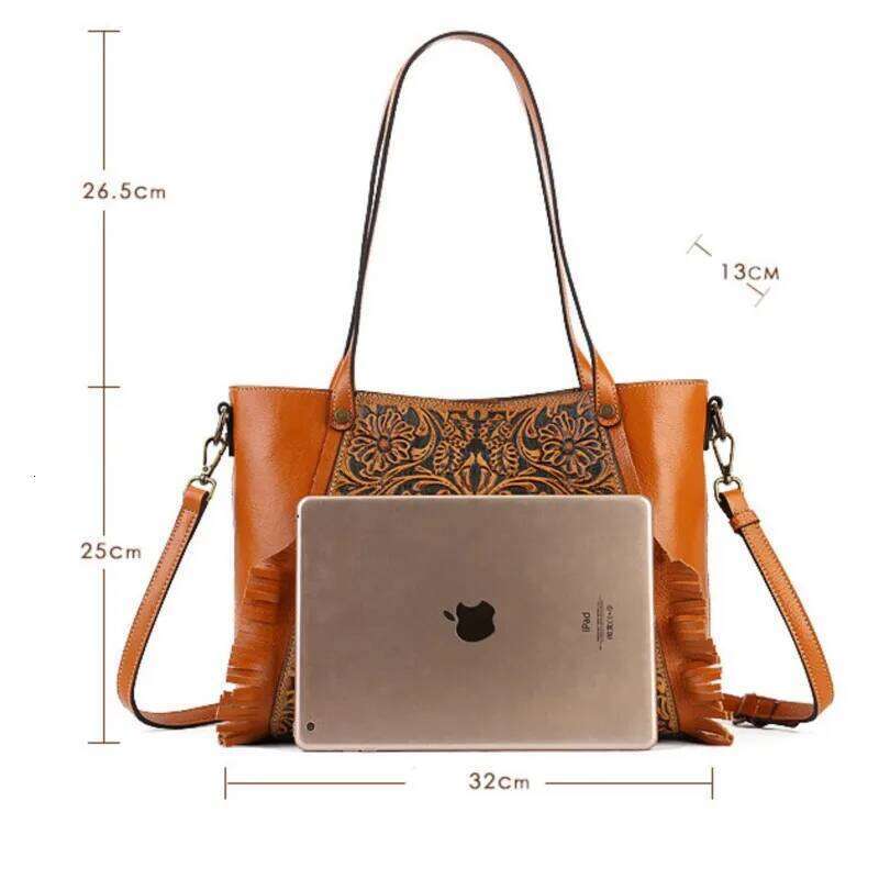 MOTAORA New Retro Casual Handbag Women's Genuine Leather Shoulder Tote Female Handmade Emed Cowhide Crossbody Bucket Bag