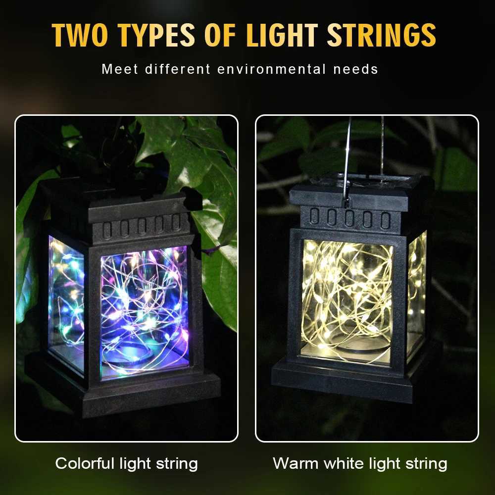 1pcs Retro Palace Lantern Outdoor Solar Lights Hanging Candle Lamps Landscape Yard Light Garden Decor Balcony Terrace Lamp W250607