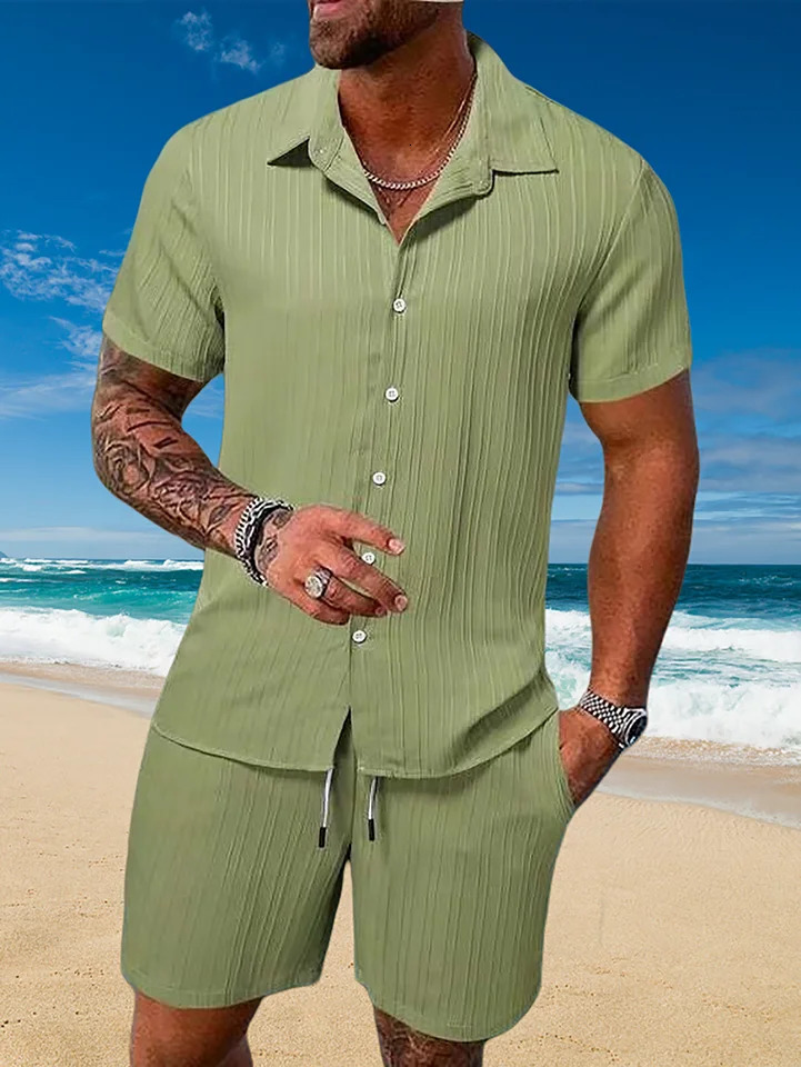 Ice Silk Cool Summer Mens Solid Color Polo Casual Loose Short Sleeve Shorts Sport Set Beach Surfing Ultra-thin Ultra Light 250605