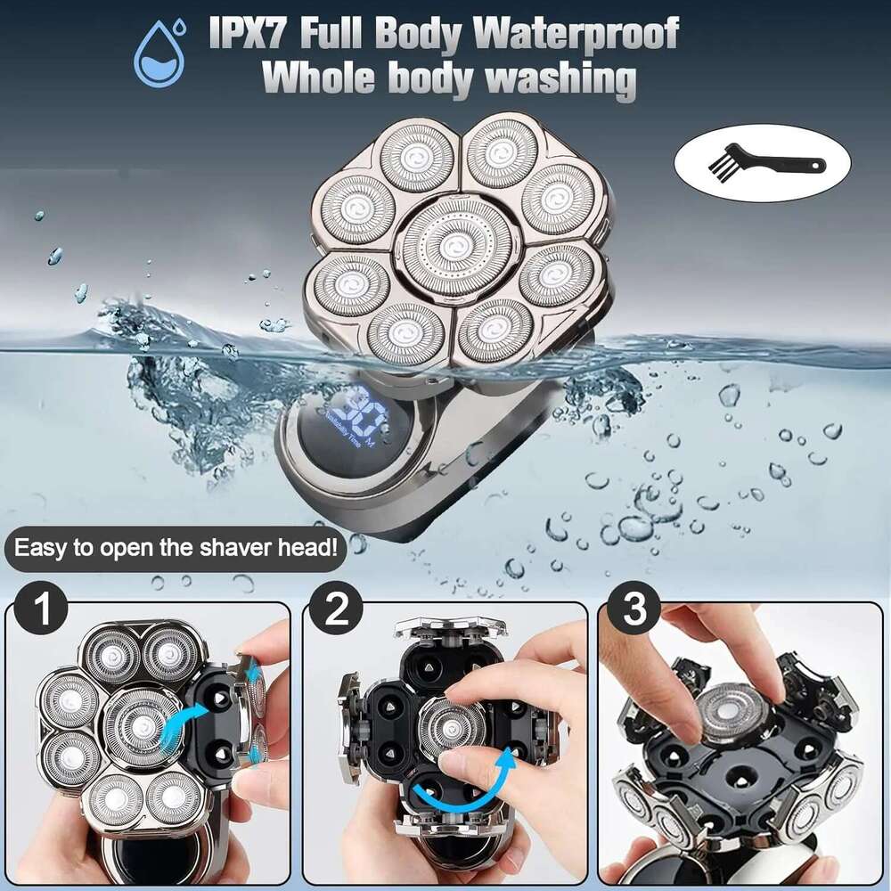 9 For Men 9D Upgraded 6-In-1 Shaver Waterproof Bald Head Shavers Wet/Dry Use Rechargeable Razor