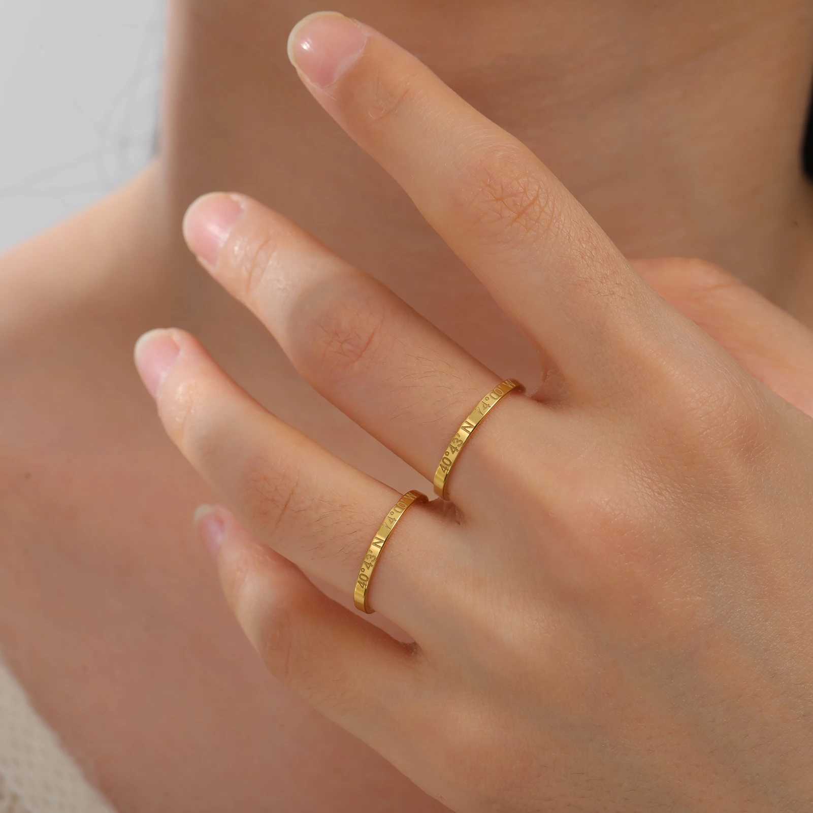 Lemegeton 2mm Customized Name Ring Engraved Names Text Carved Stainless Steel Stackable Rings Personalized Couples GiftsXJ250606