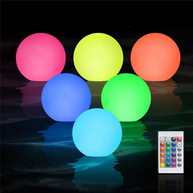 1/6PC Floating Garden Ball Light Swimming Pool Lights 16Color Waterproof Lawn Lamp Pool Toy Outdoor Party Wedding Bar Decor W250607