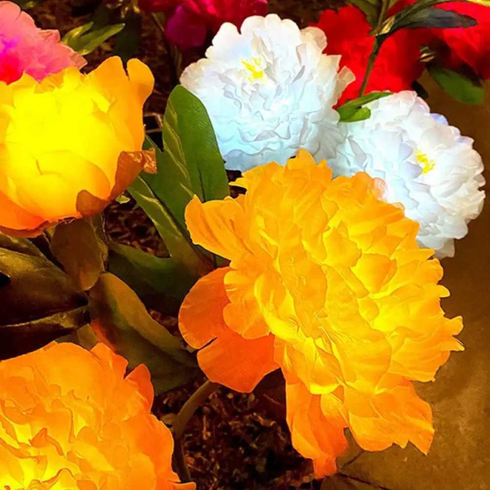 Peony Flower Solar Lights LED Decoration Landscape Lamp Waterproof Outdoor for Yard Garden Porch Lawn Backyard Decor Solar Lamp XJ250606