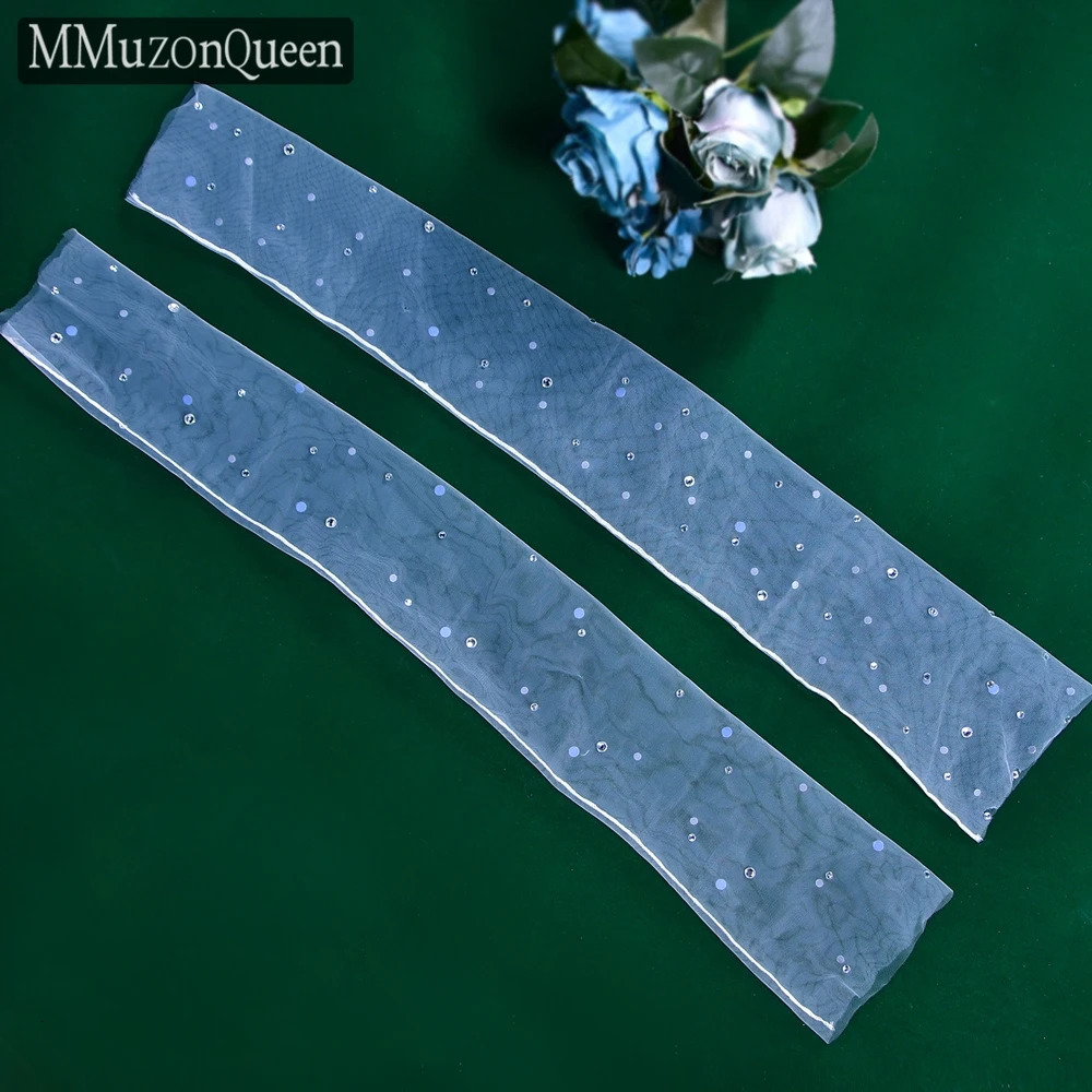 MMQ MM02 Long Bridal Gloves With Rhinestones Shiny Sexy Dress Gloves Long Fingerless Opera Gloves Tulle Gloves DIY Customizable 250603