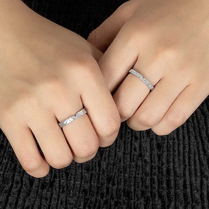 PERFANY All Moissanite Ring for Women Men S925 Pure Silver Couple Ring Simple Wedding Fashion Jewelry Birthday Gift W250606