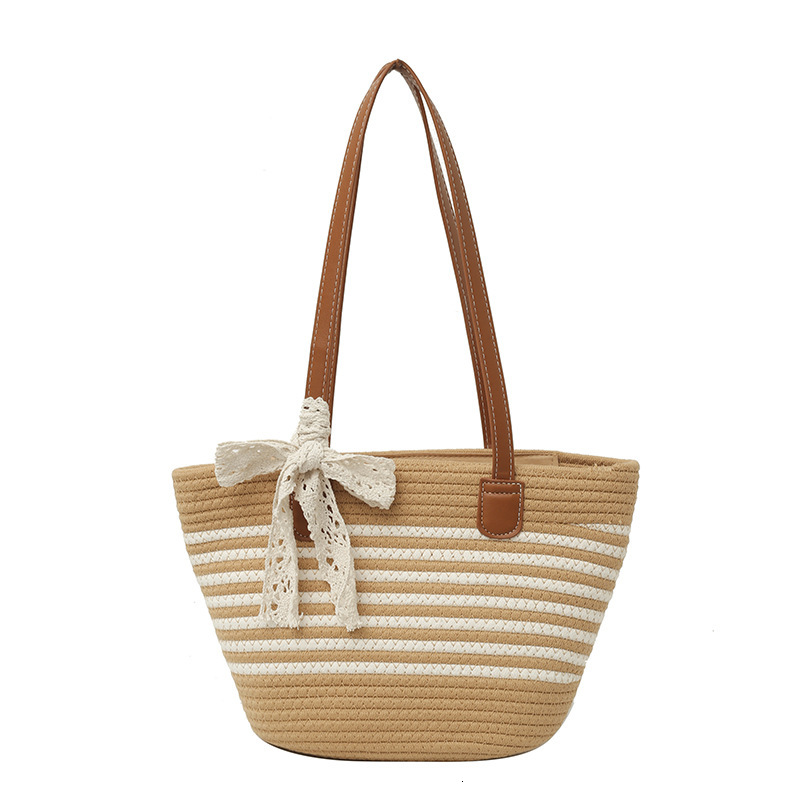 designer Large Capacity Cotton Rope Bag for Women 2025 New Summer Tote Bag Beach Bag Vacation Woven Bag