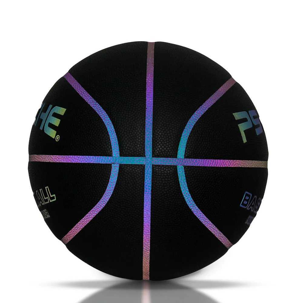 PSYCHE Laser Basketball Indoor Outdoor Reflective Glowing Leather Basketball Luminous Glowing Leather BasketballXJ250606