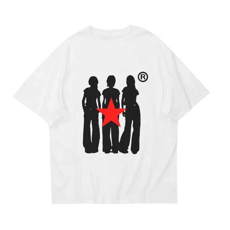 Streetwear Y2K Cotton T-shirt Harajuku Graphic Print Oversized Punk Short Sleeve T-shirt Rock Goth Retro Top Hip Hop Tee Fashion W250607