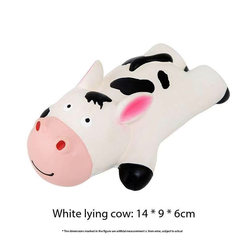 Latex Cow Squeaky Dog Toy Durable Pet Toy Collection: Cow & Dog Shaped Toys Crafted with Natural Rubber for Puppies 4pcs/Pack