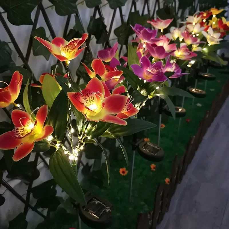 Outdoors Light Courtyard Garden Party Decoration LED Simulation Flower Lawn Villa Landscape Ground Lamps New Solar Orchid Lights W250607