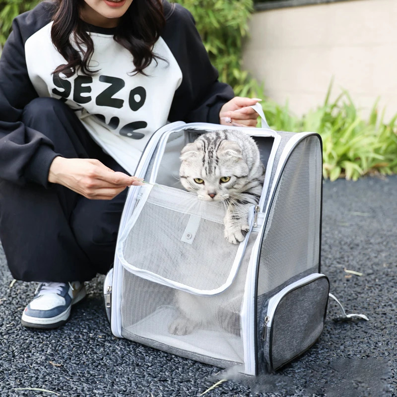 Pet Cat Bag Outdoor Travel Backpack for Cats Small Dogs Breathable Cat Carrying Bag Suitable for Cats Within 6kg 250603